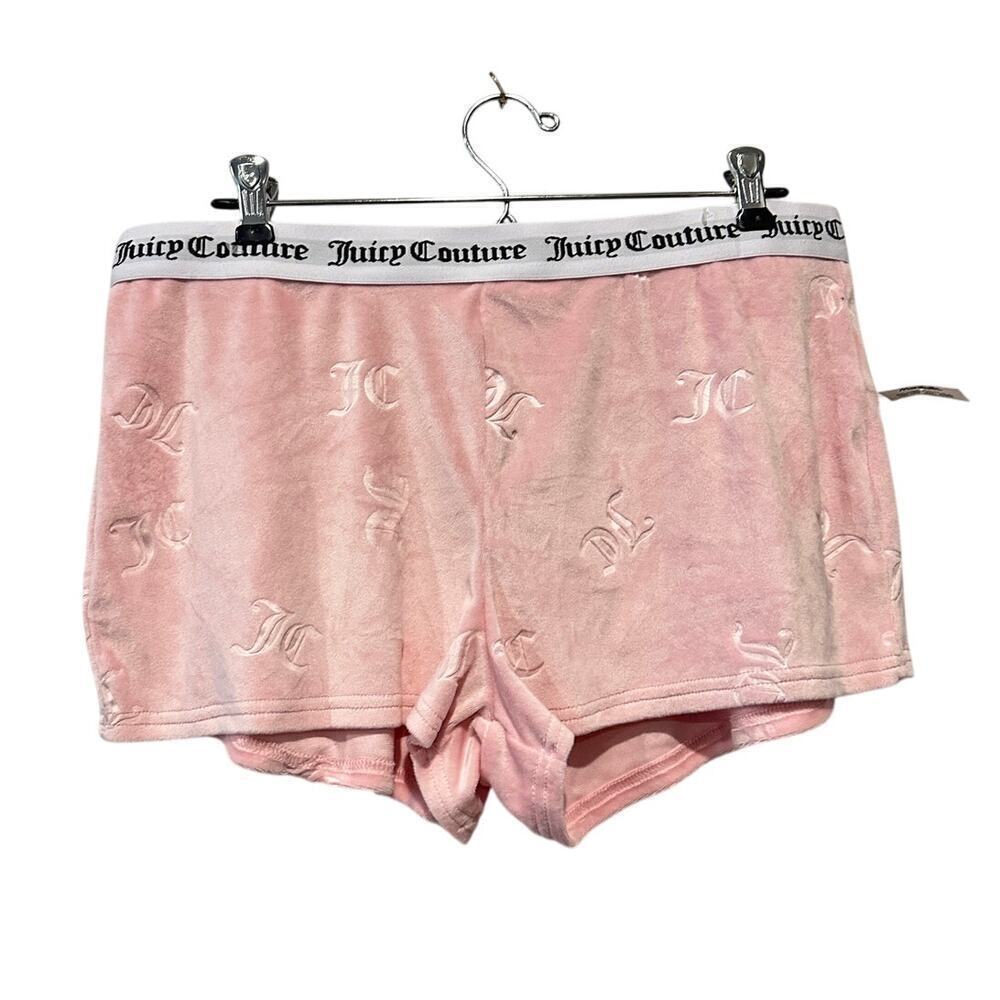 NWT Juicy Couture Size Large Logo Pink Velour y2k Sleep Shorts Loungewear Gift